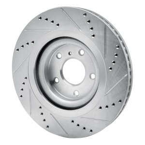 Infiniti QX55 Brake Rotor (1) - Front Left - R1 Concepts - Drilled & Slotted - Silver - `19-`24